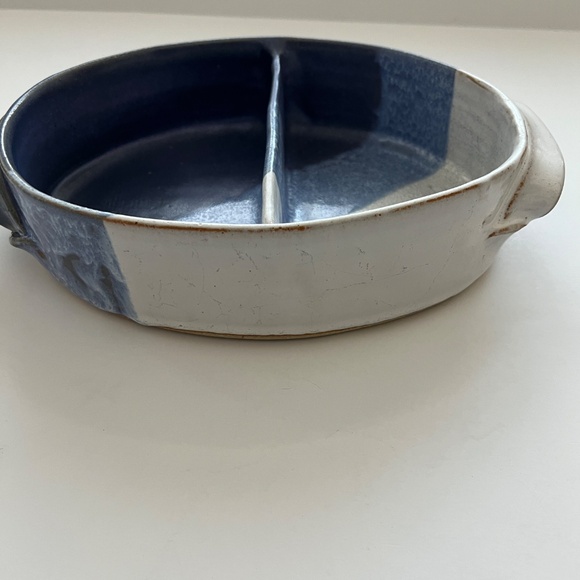 GENE BRENNER  Studio Art Pottery Divided Baking/Serving Dish Signed Vintage - Picture 2 of 10